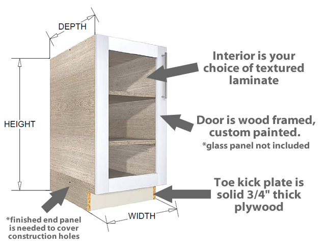 Glass Door Kitchen Base Cabinets